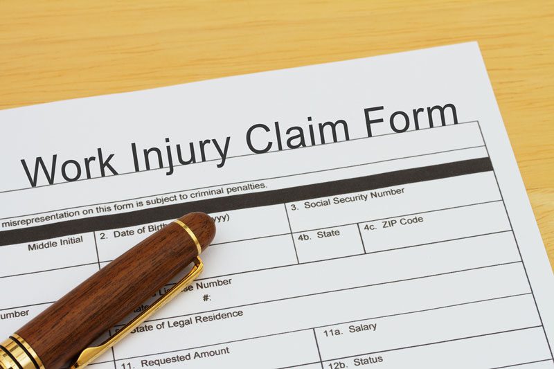 paperwork of a work injury claim form